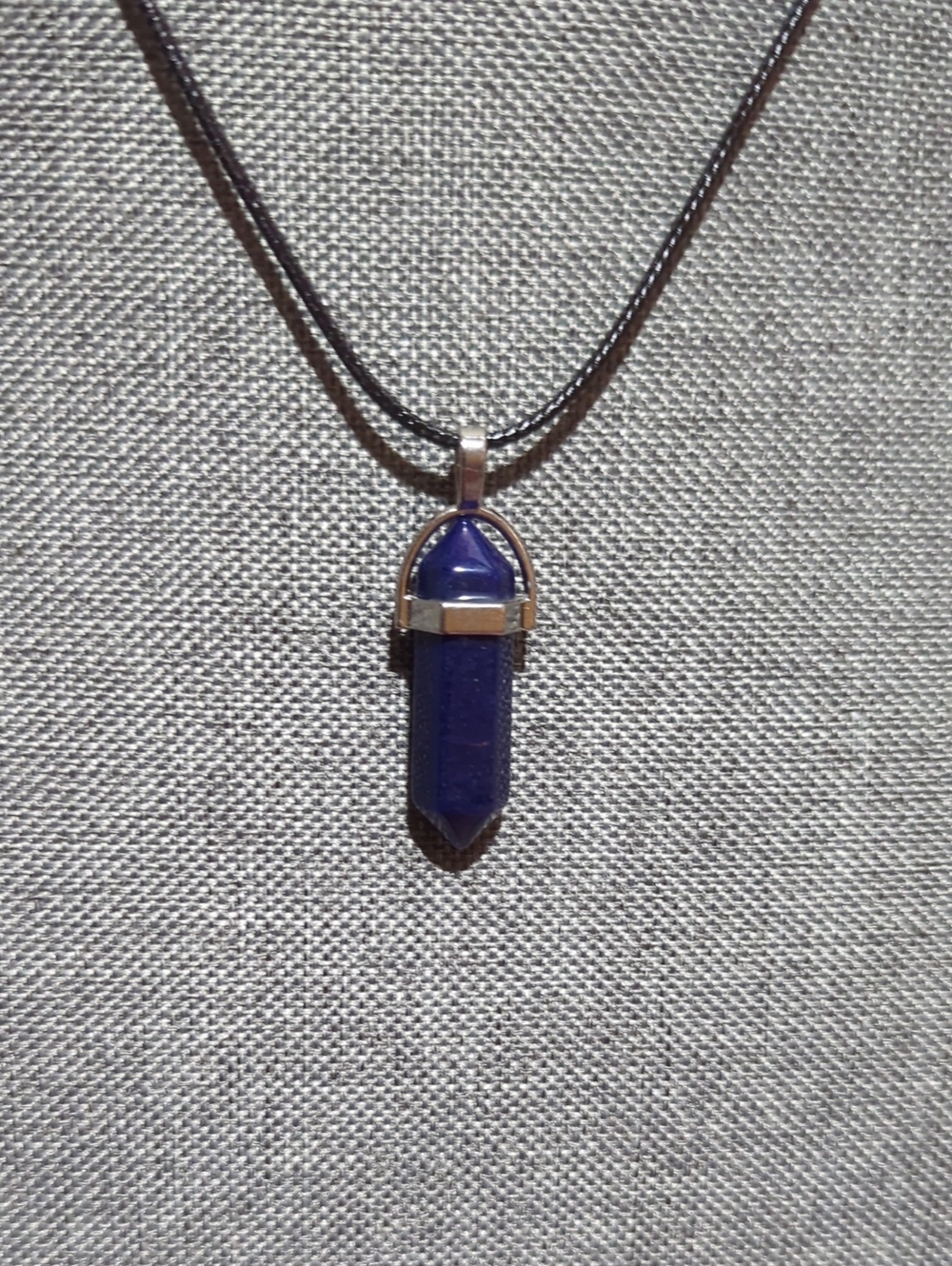 Lapis Lazuli Crystal Point Necklace | Adjustable Wax Cord | Chakra Pendant